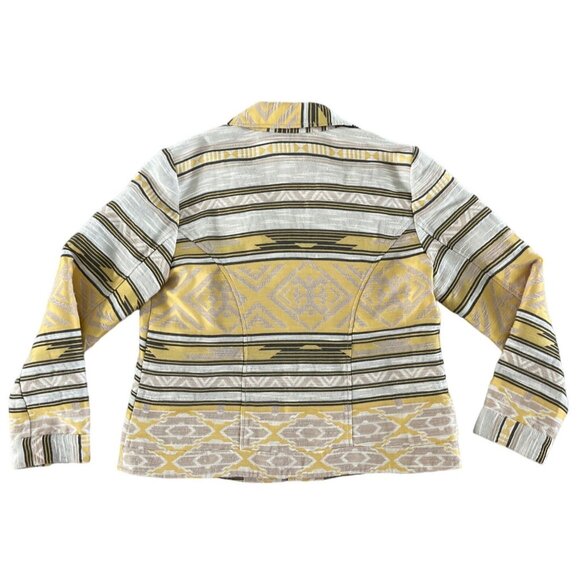 Chico’s Aztec Jacquard Moto Jacket Yellow Southwest Zip Lined Size 1 Medium $139 - Picture 14 of 15